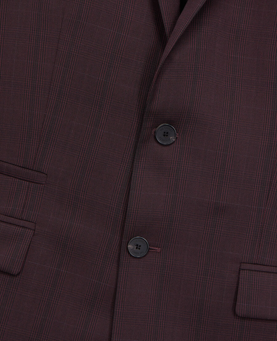 burgundy checked wool suit jacket