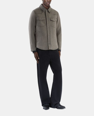 The Kooples HOMME BROWN blouson style surchemise pied de poule marron et écru
