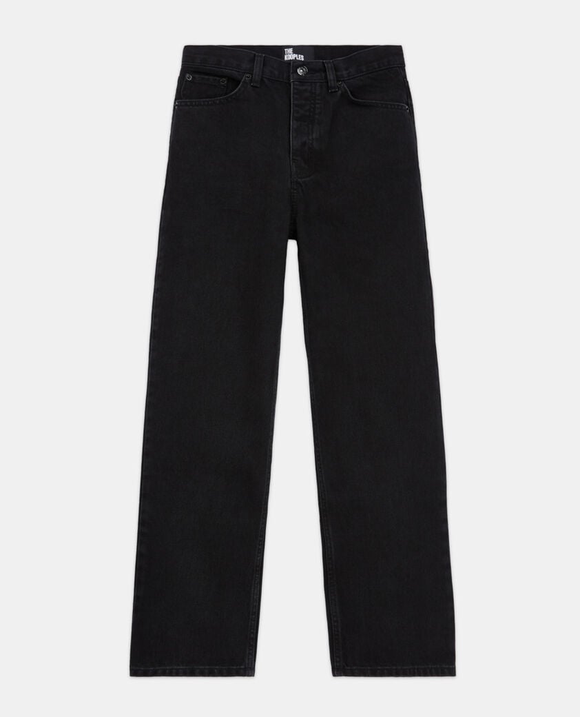 The Kooples F BLACK WASHED black straight-cut jeans