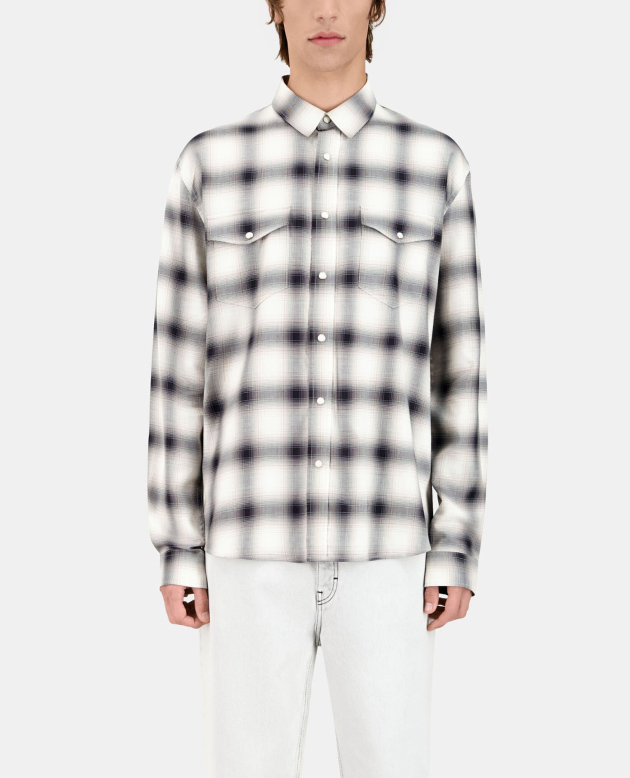 Checked shirt, BLACK GREY WHITE, hi-res image number null