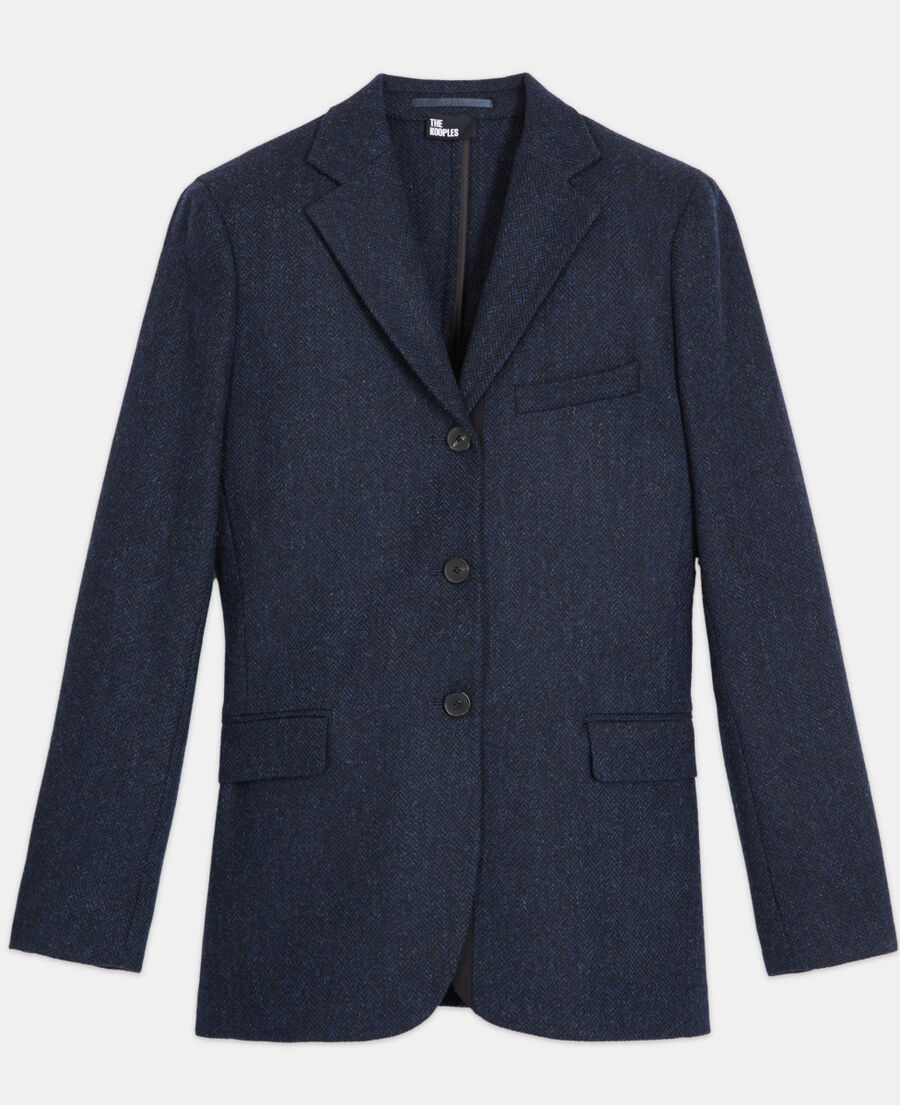 wool jacket with blue motif