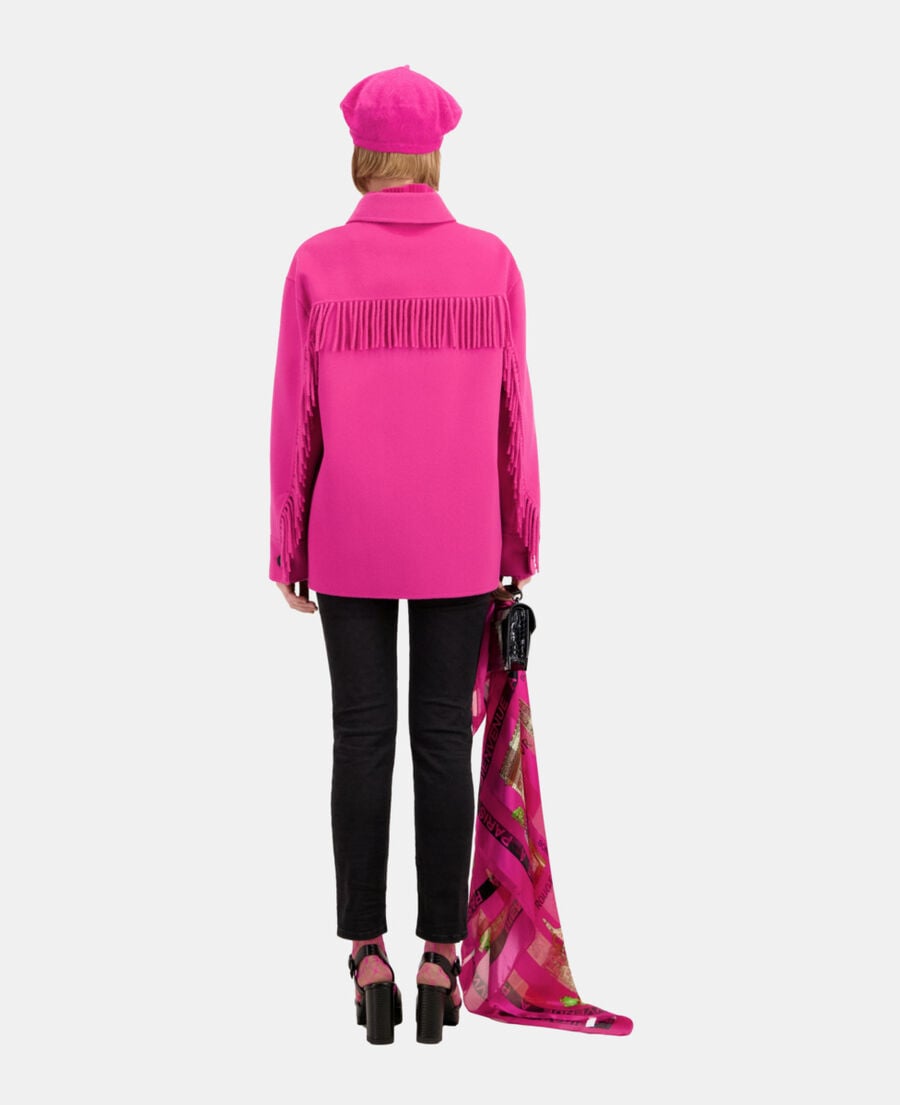 The Kooples FEMME FUSHIA veste type surchemise rose avec franges