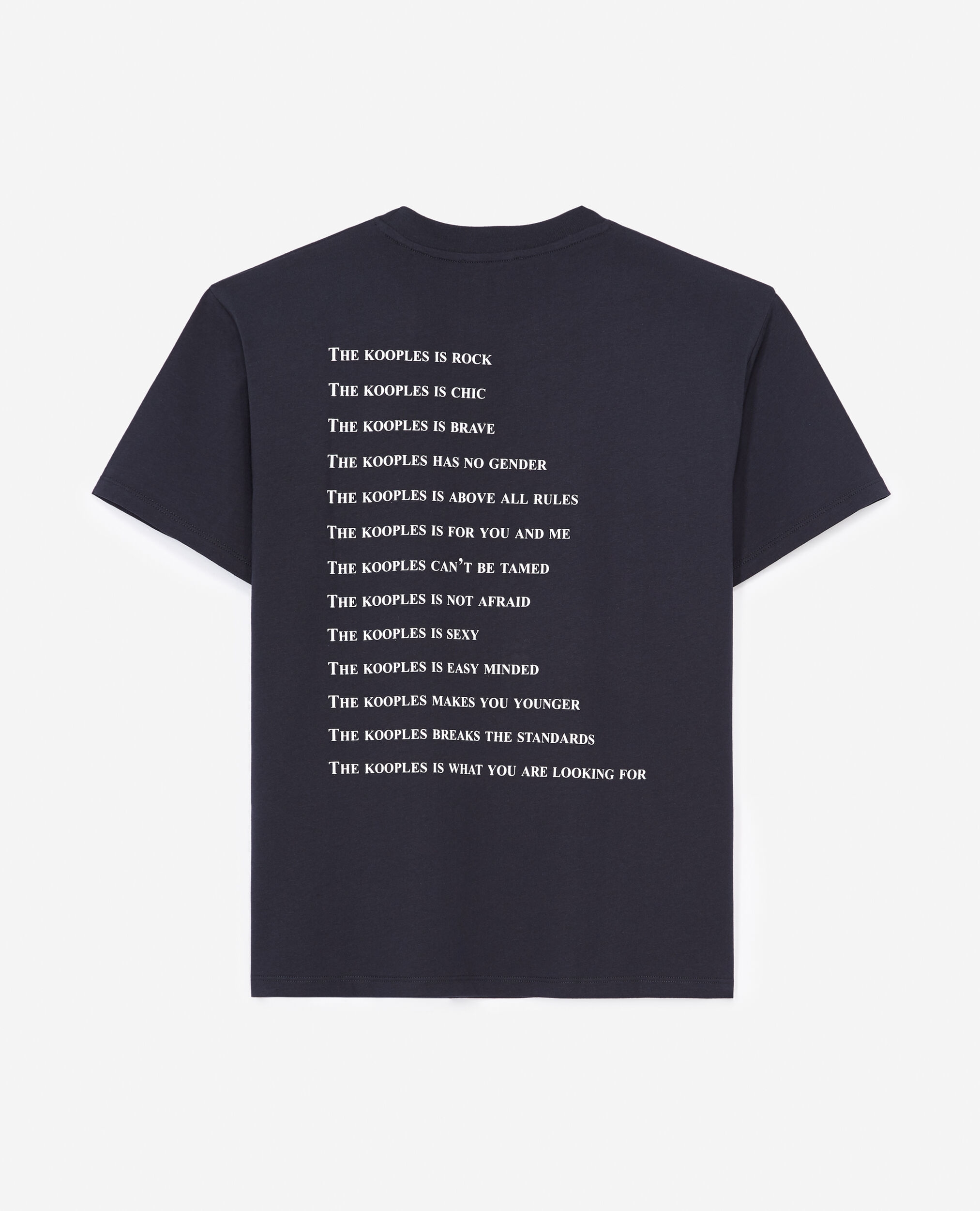 Navy cotton T-shirt with print what is, NAVY, hi-res image number null