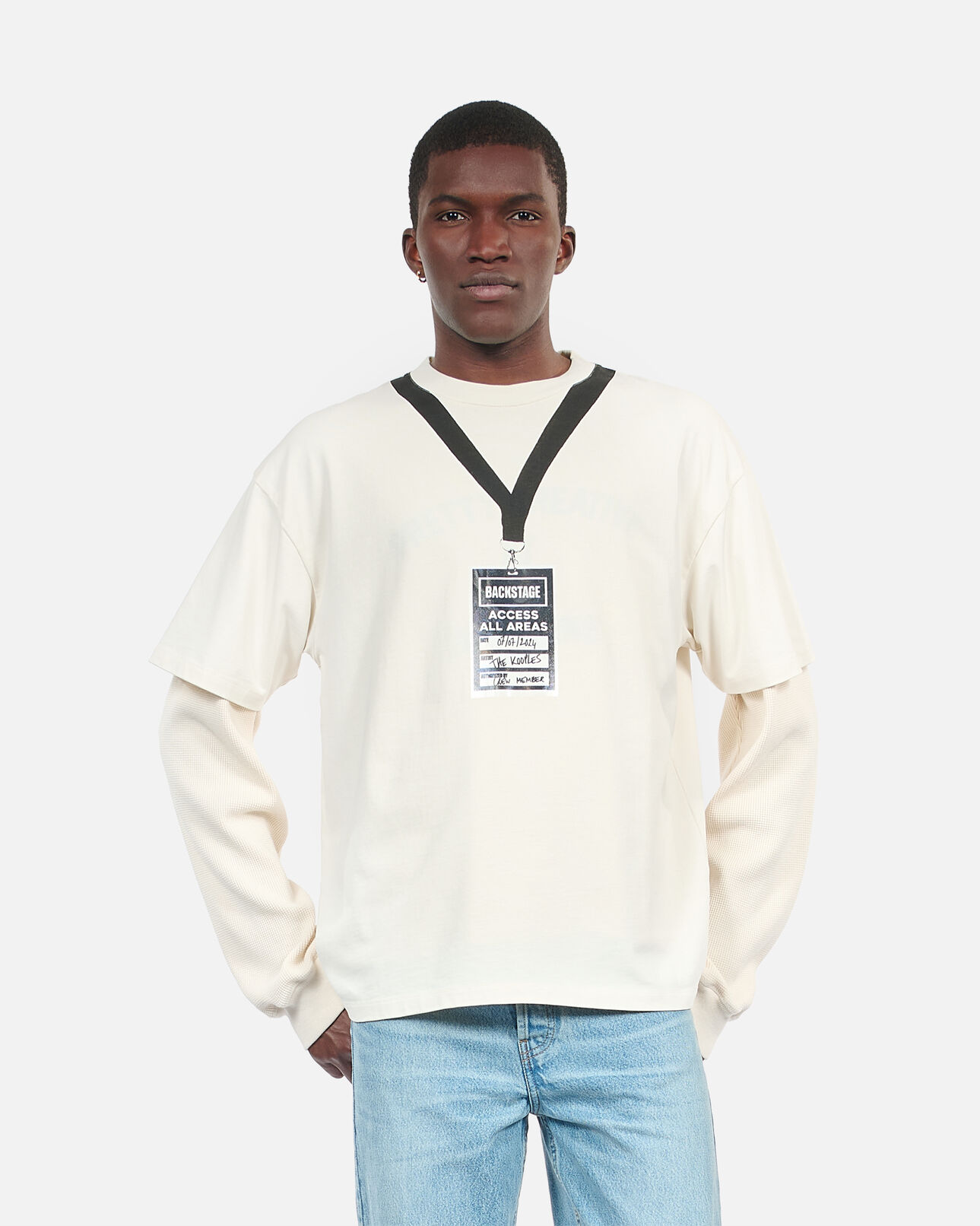 The Kooples MEN ECRU white backstage serigraphy t-shirt