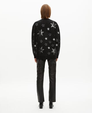 The Kooples FEMME BLACK cardigan en laine motif &eacute;toiles &agrave; sequins noir