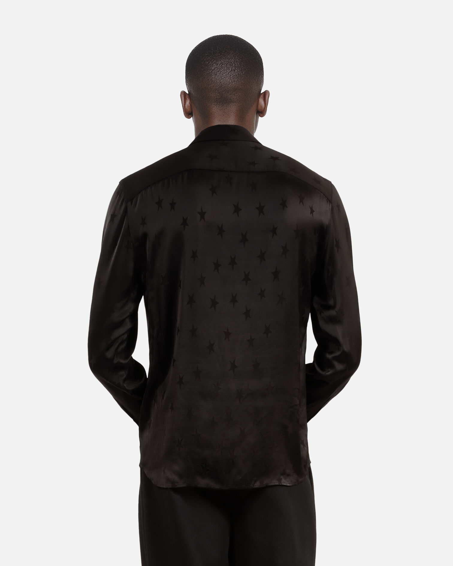 Black jacquard shirt with stars, BLACK, hi-res image number null