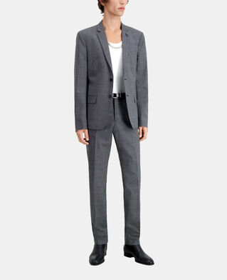 The Kooples HOMME BLACK-ECRU veste de costume noire en laine &agrave; micro motifs