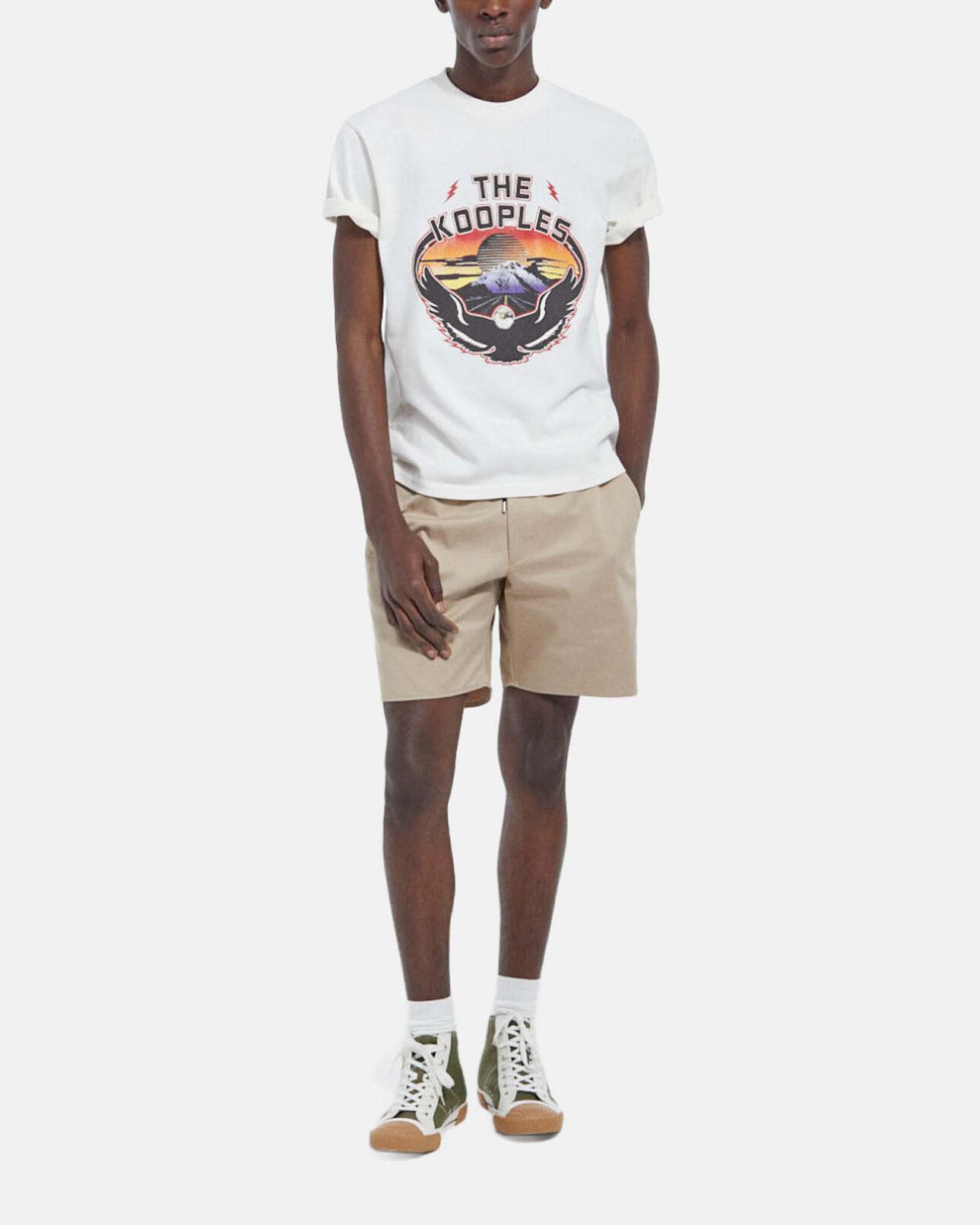 The Kooples HOMME ECRU t-shirt écru imprimé aigle coton col rond