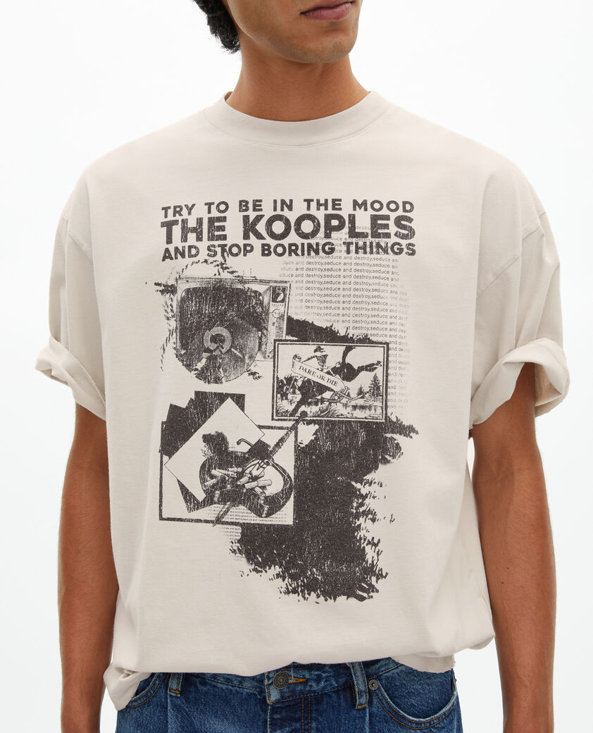 The Kooples MEN LIGHT GREY t-shirt with grey screen print