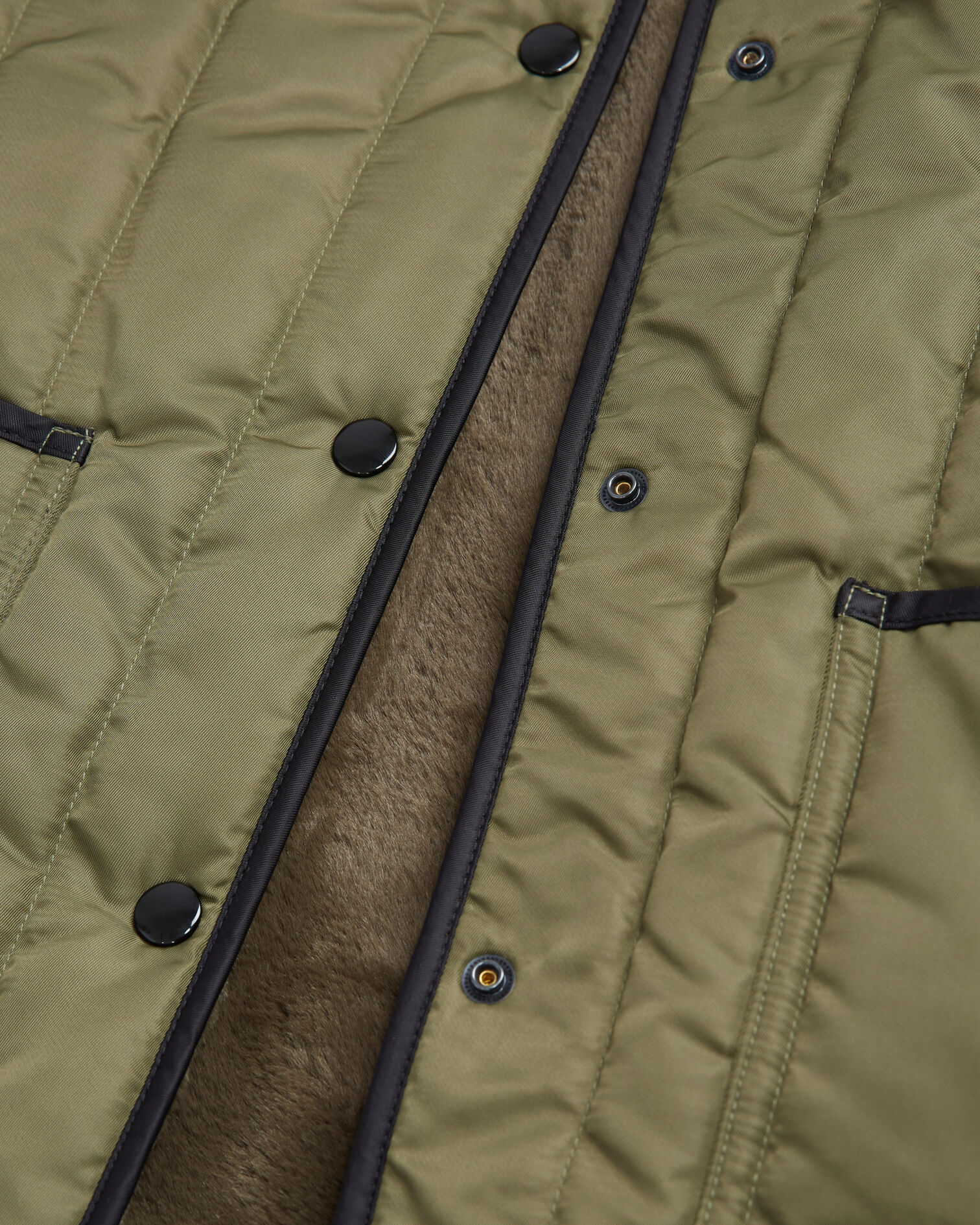 Khaki reversible faux fur jacket, ALGUE, hi-res image number null