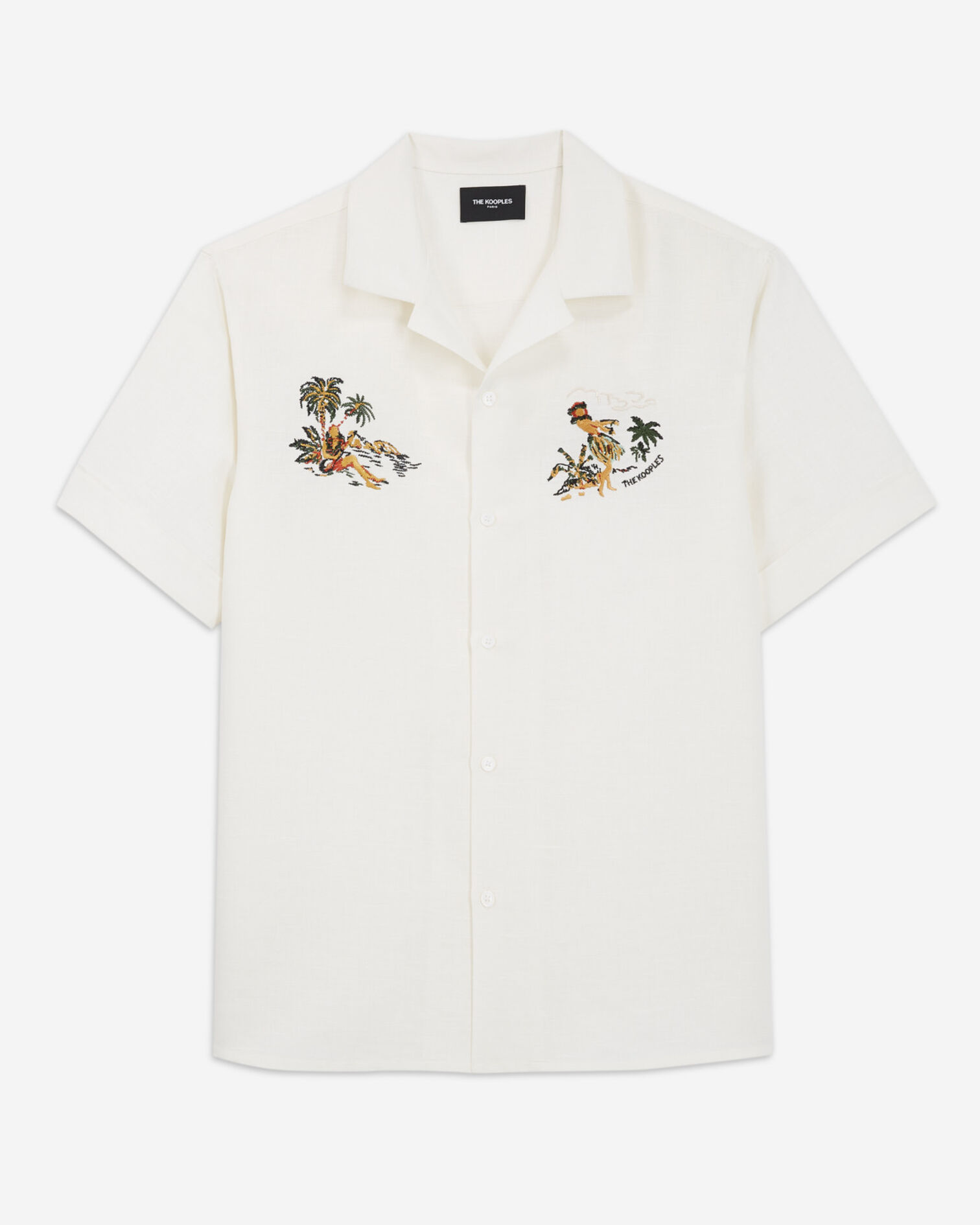 Chemise col hawaien et broderies, ECRU, hi-res image number null
