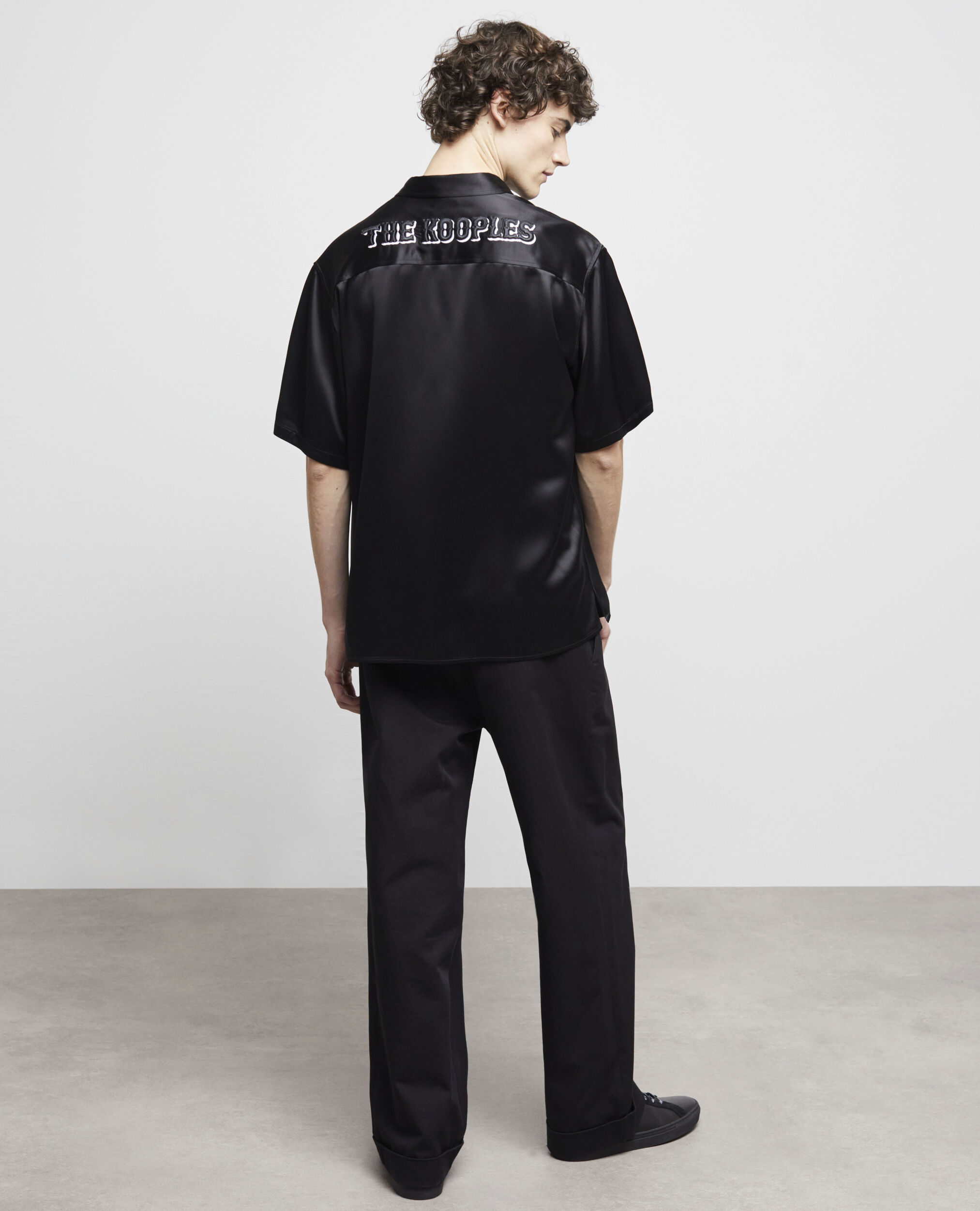 Camisa informal negra bordados, BLACK, hi-res image number null