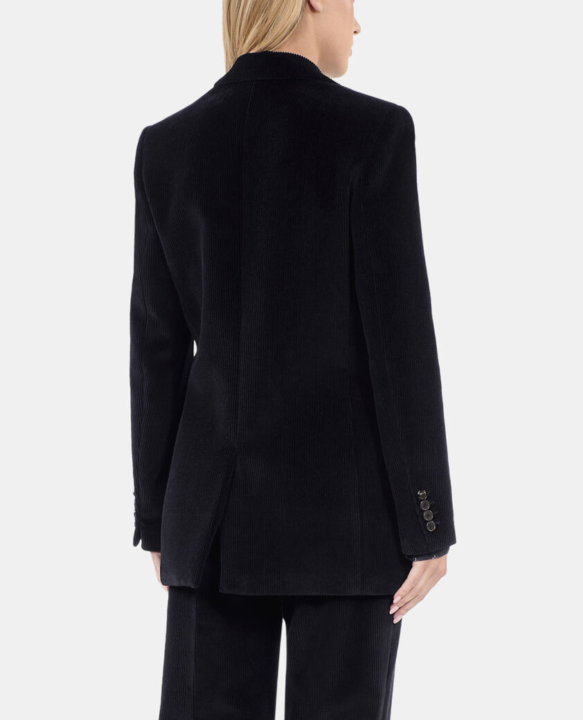 The Kooples FEMME BLACK veste tailleur en velours c&ocirc;tel&eacute; noir