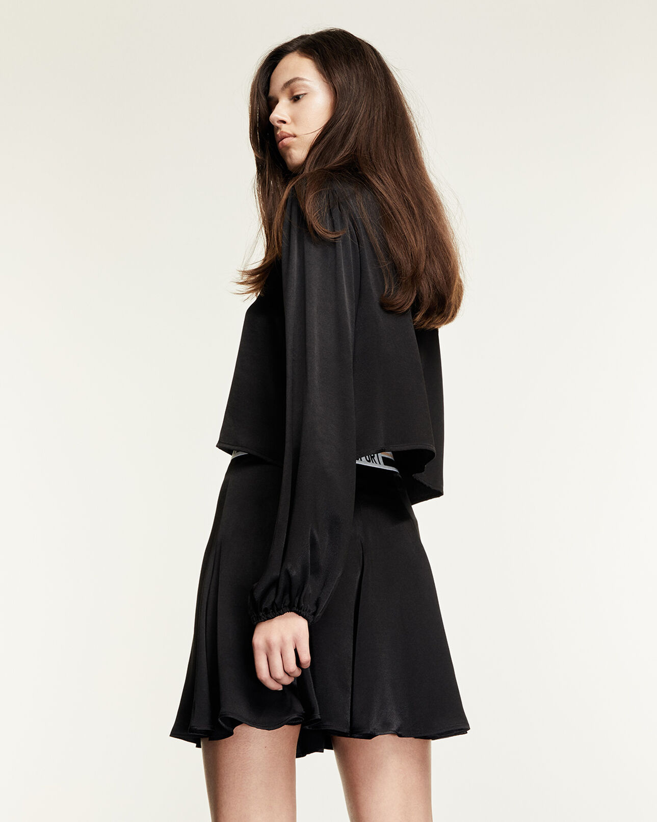 The Kooples FEMME BLACK top fluide noir à bande logo blanche