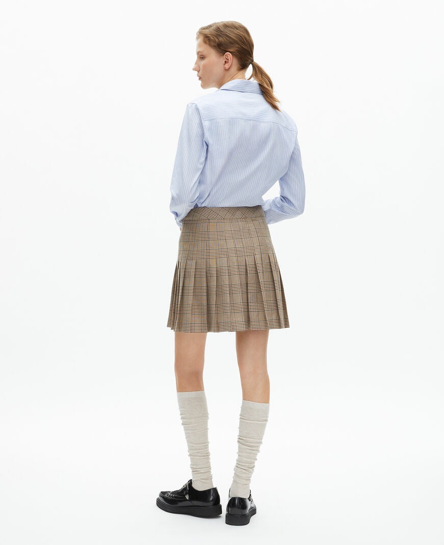 The Kooples WOMEN BEIGE-BROWN prince of wales short skirt beige