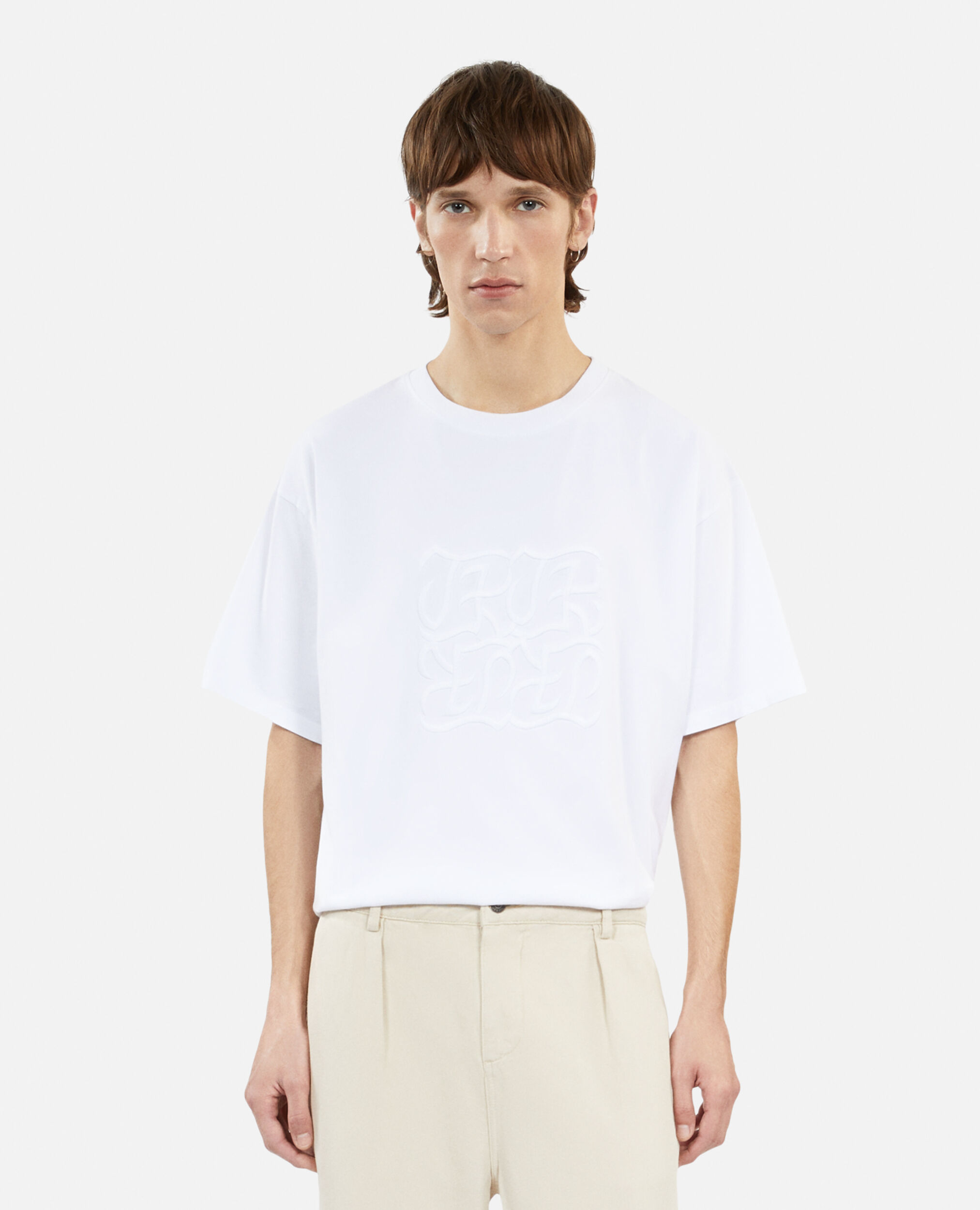T-shirt blanc avec broderie Logo, WHITE, hi-res image number null