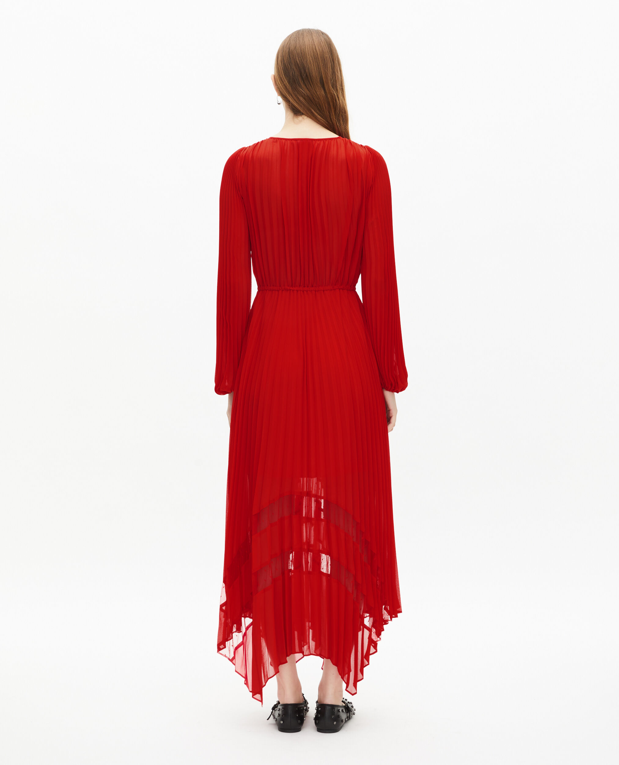 The kooples red store pleated shirt dress