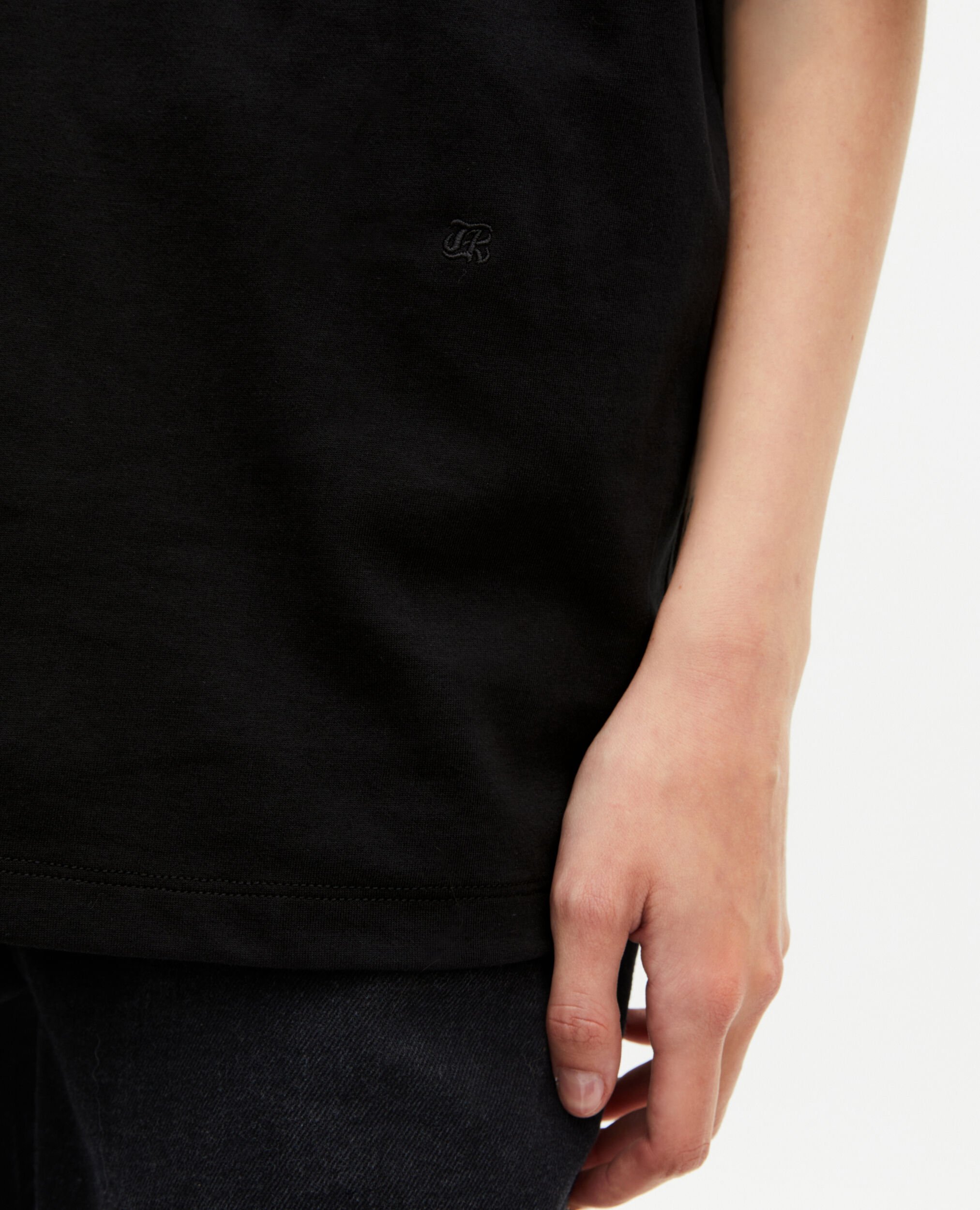 T-shirt large uni noir, BLACK, hi-res image number null
