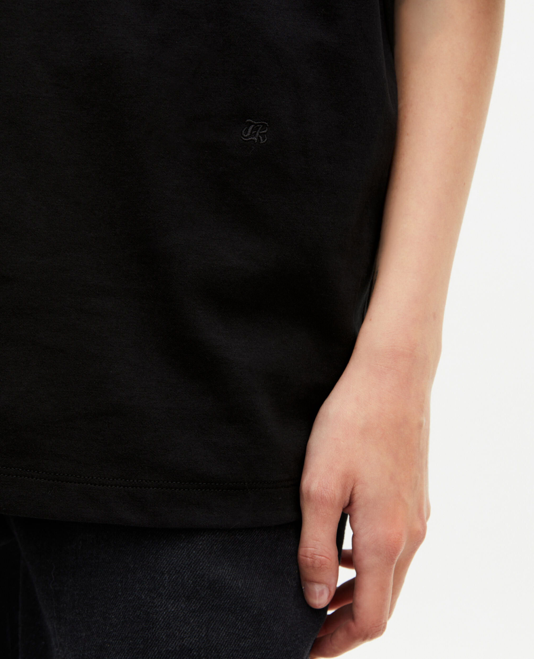 T-shirt large uni noir, BLACK, hi-res image number null