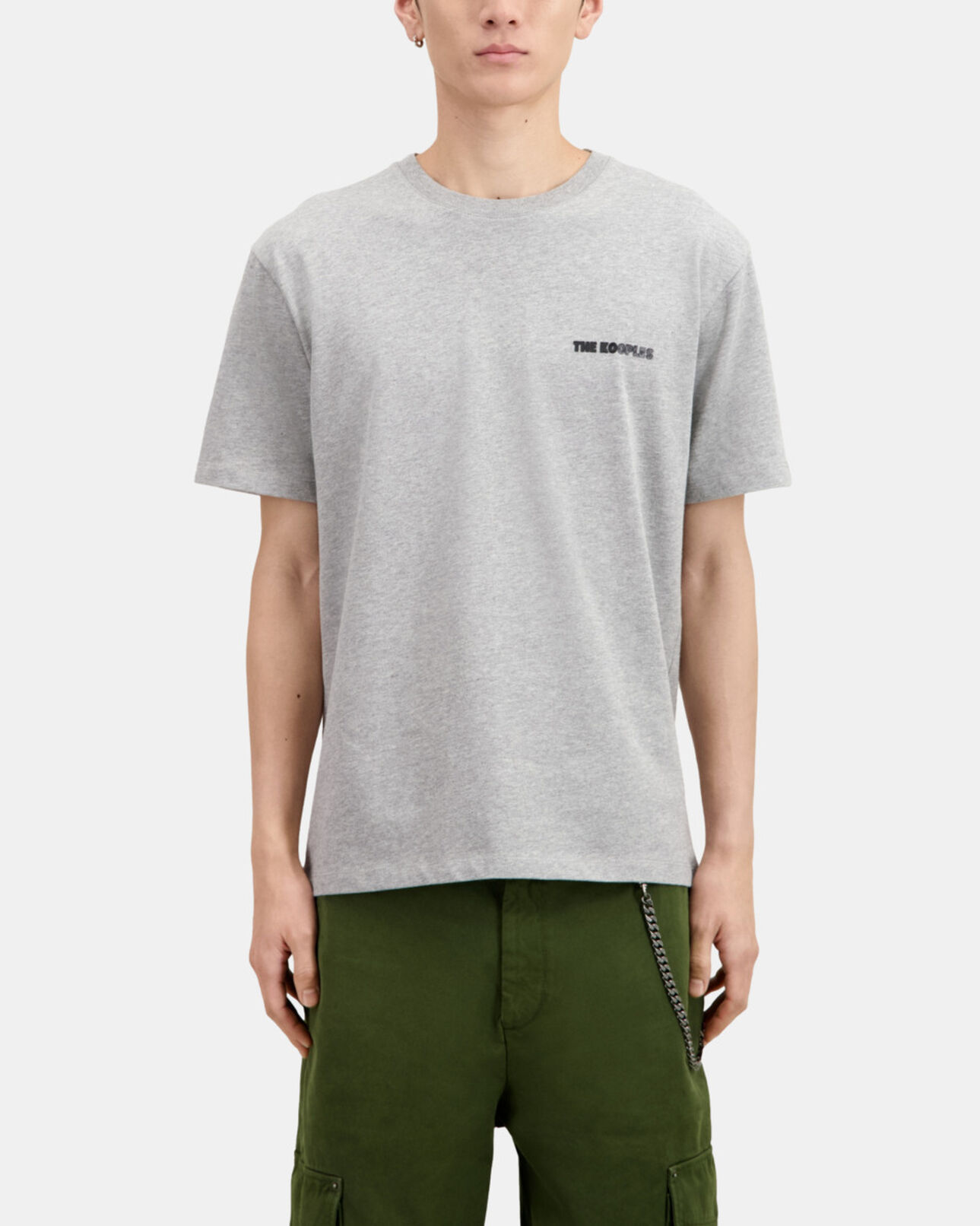 The Kooples MEN GREY MELANGE men's light grey t-shirt with logo serigraphy