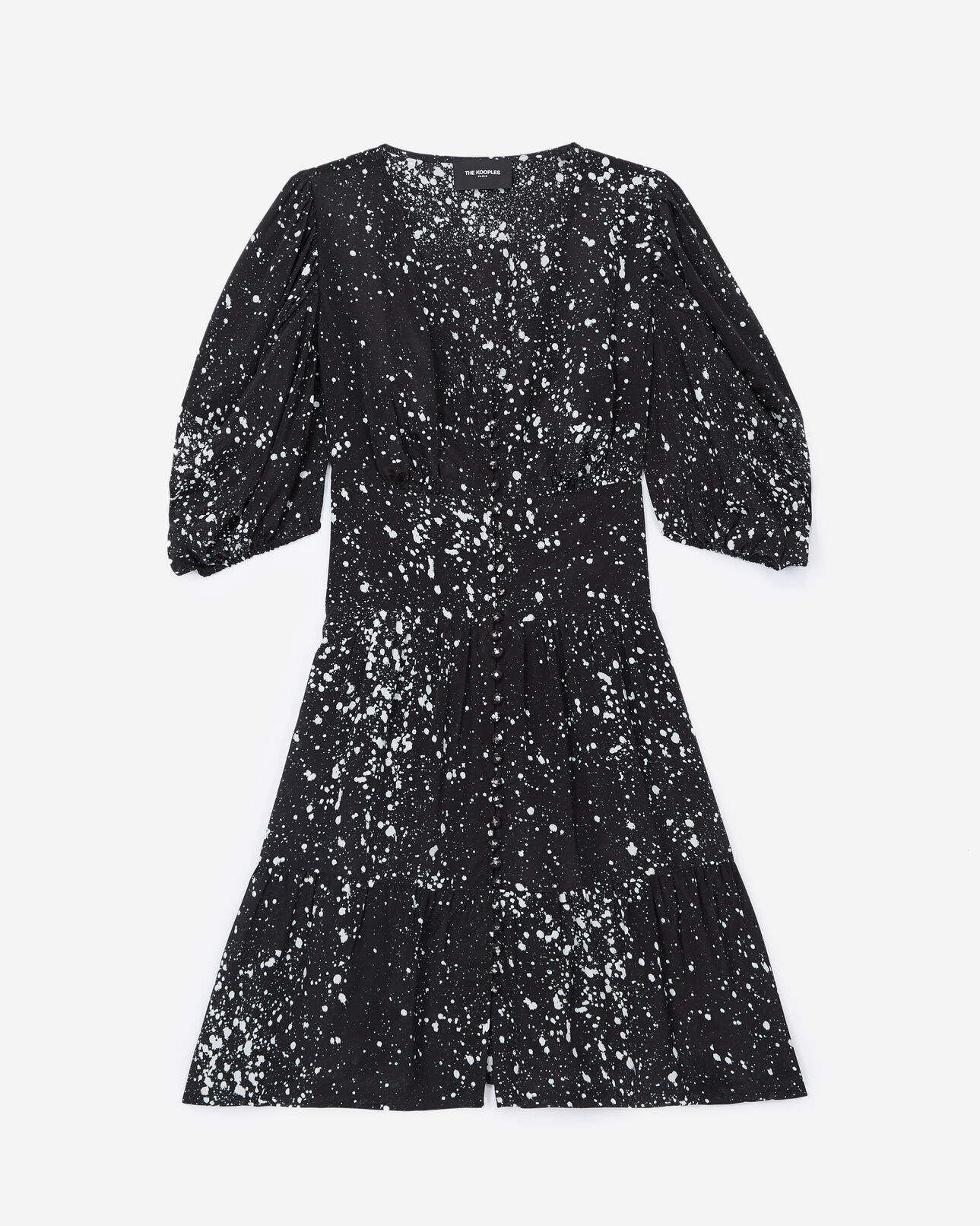 The Kooples DAMEN BLACK-ECRU kurzes kleid mit knöpfen