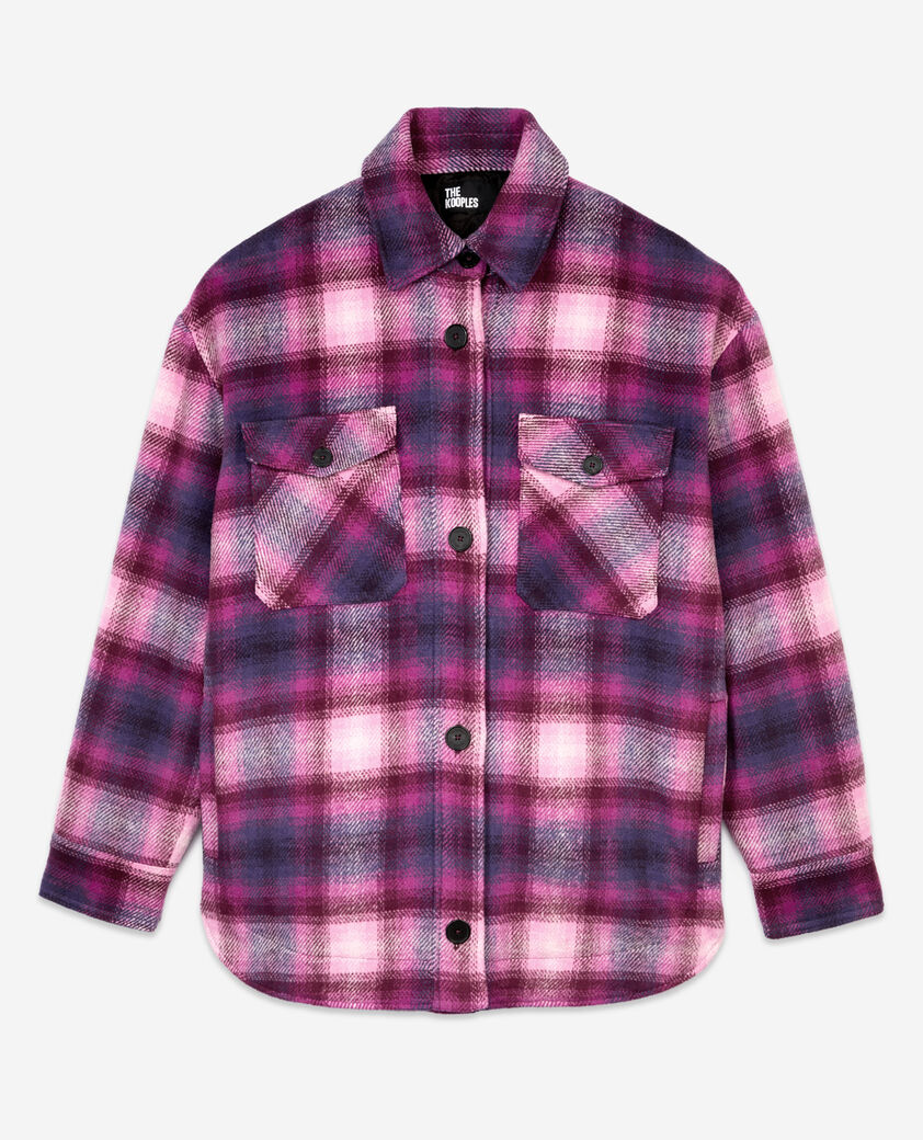 The Kooples FEMME BABY PINK / CASSIS blouson style surchemise &agrave; carreaux rose