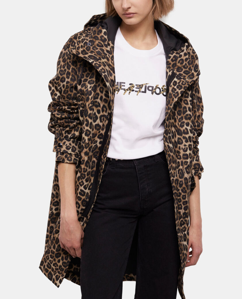 The Kooples FEMME LEOPARD parka longue capuche léopard