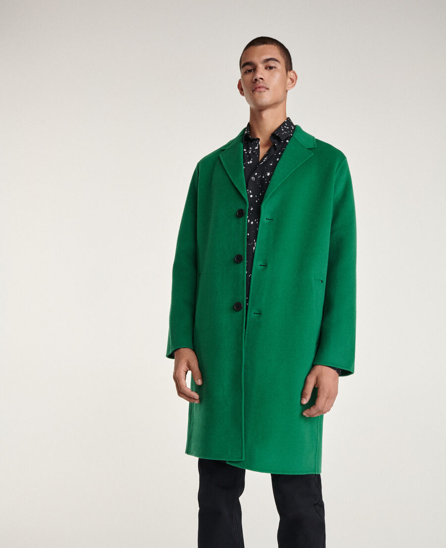 abrigo verde lana botella amplio