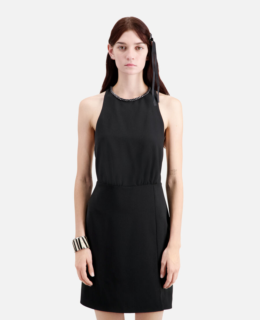 short black crepe dress