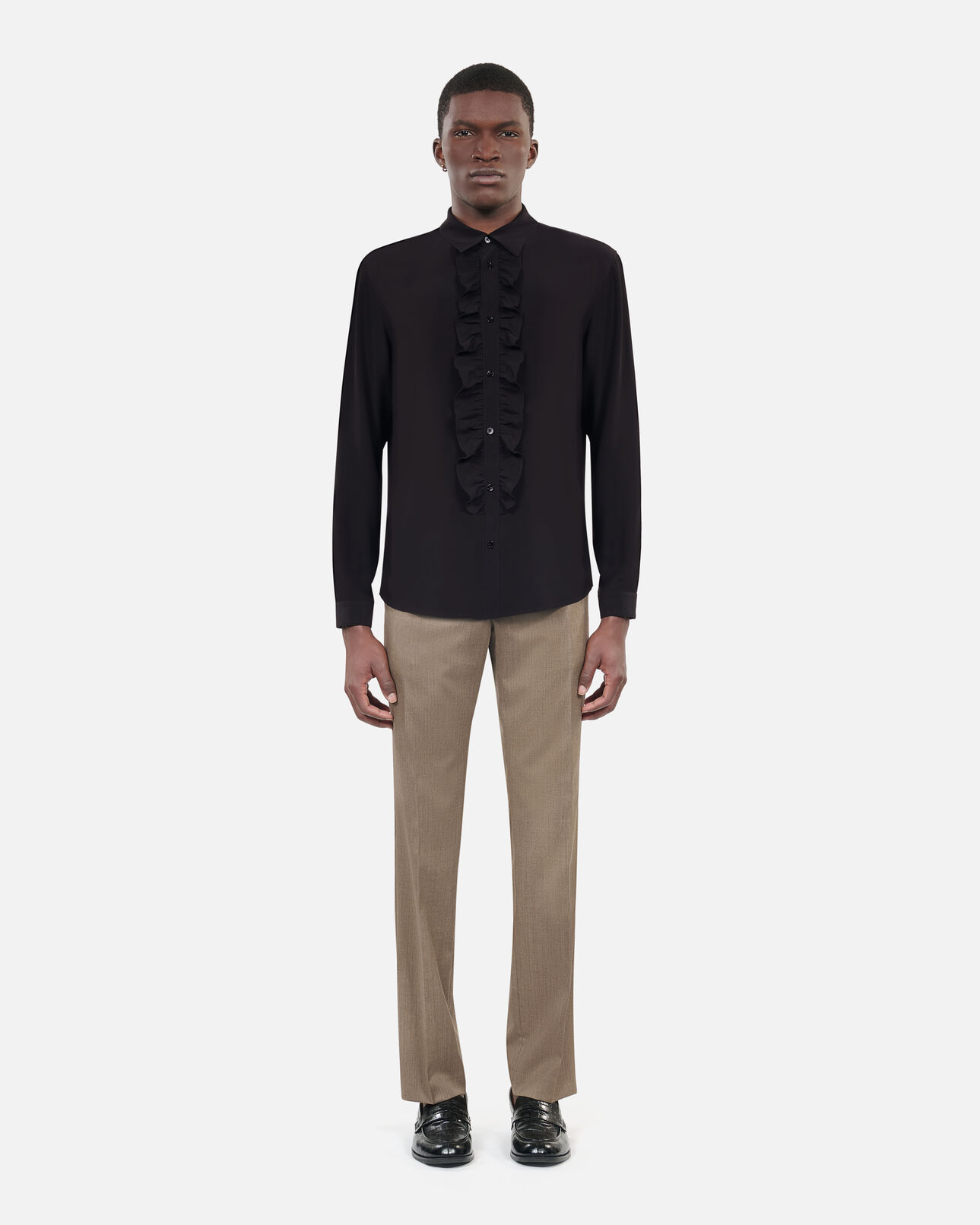 The Kooples MEN BLACK black silk shirt
