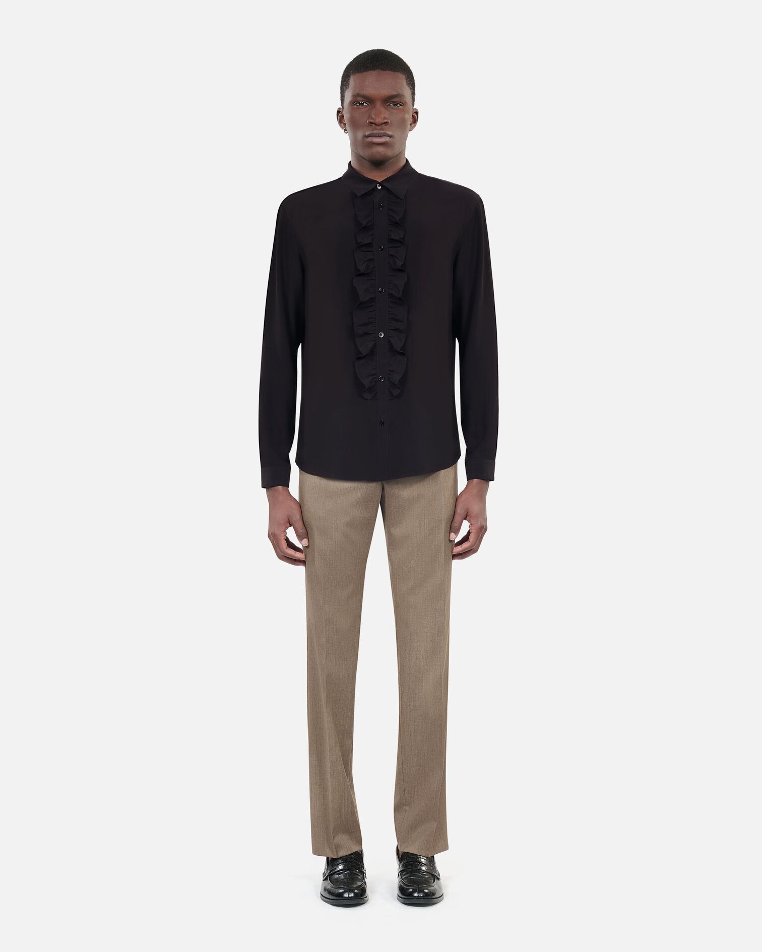 Black silk shirt, BLACK, hi-res image number null