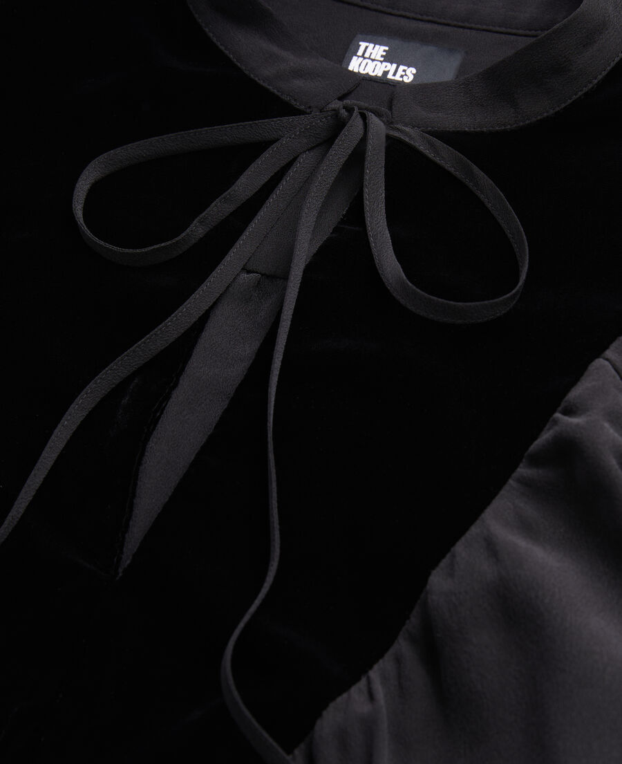 The Kooples F BLACK black silk top with velvet details