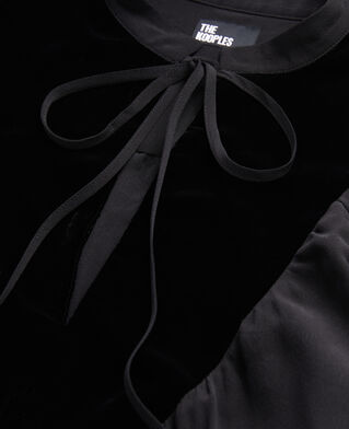 The Kooples F BLACK black silk top with velvet details
