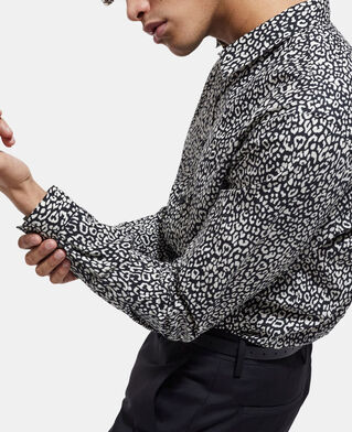 The Kooples HOMME BLACK WHITE chemise col classique léopard noire