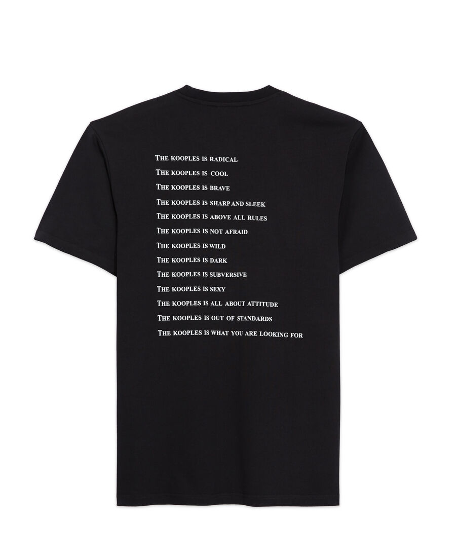 men's black cotton t-shirt with what is print