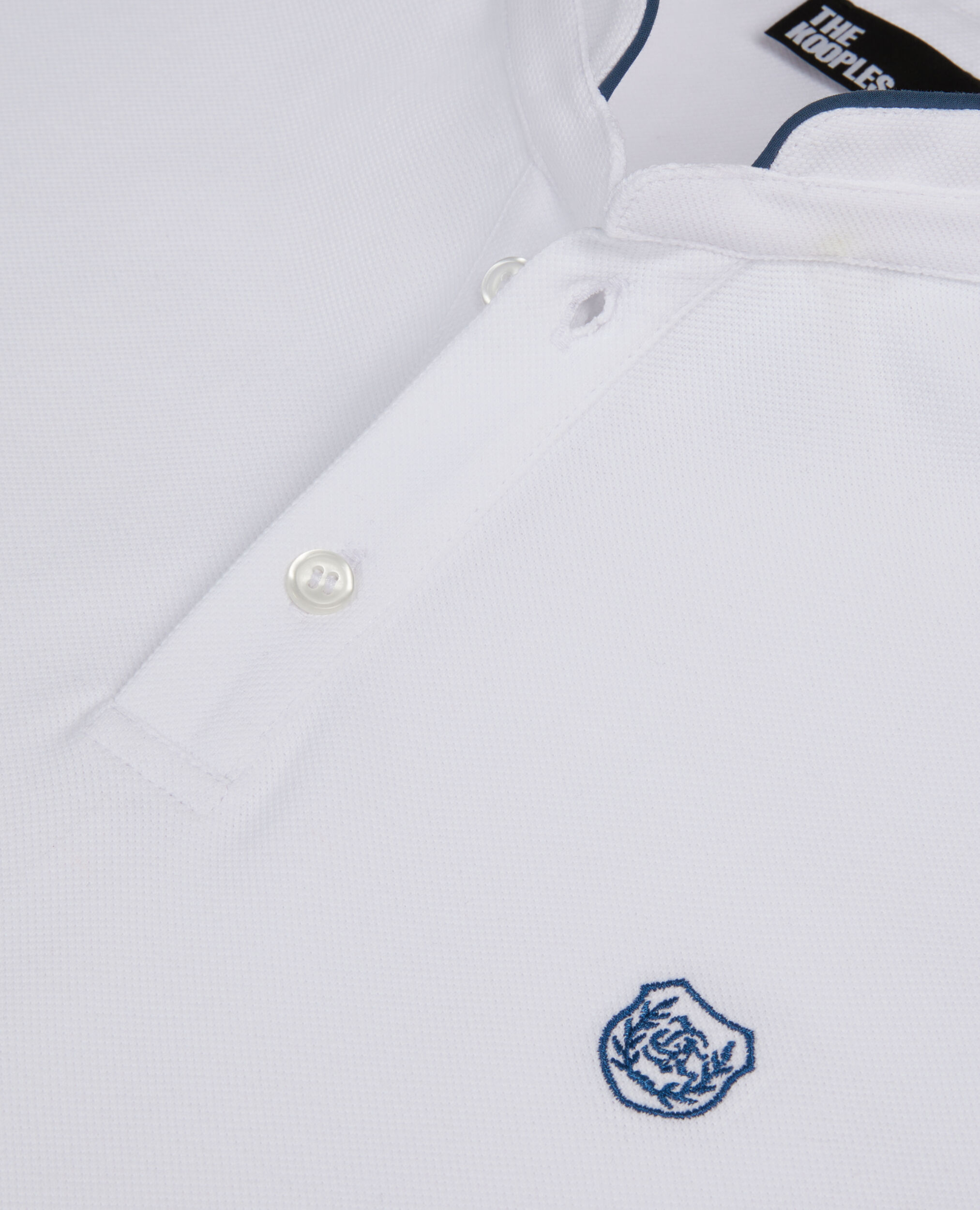 White pique cotton polo t-shirt, WHITE / BLUE, hi-res image number null