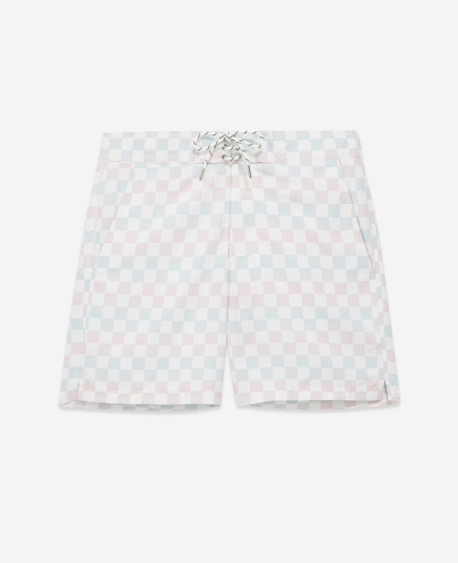 long cut swim shorts with check motif