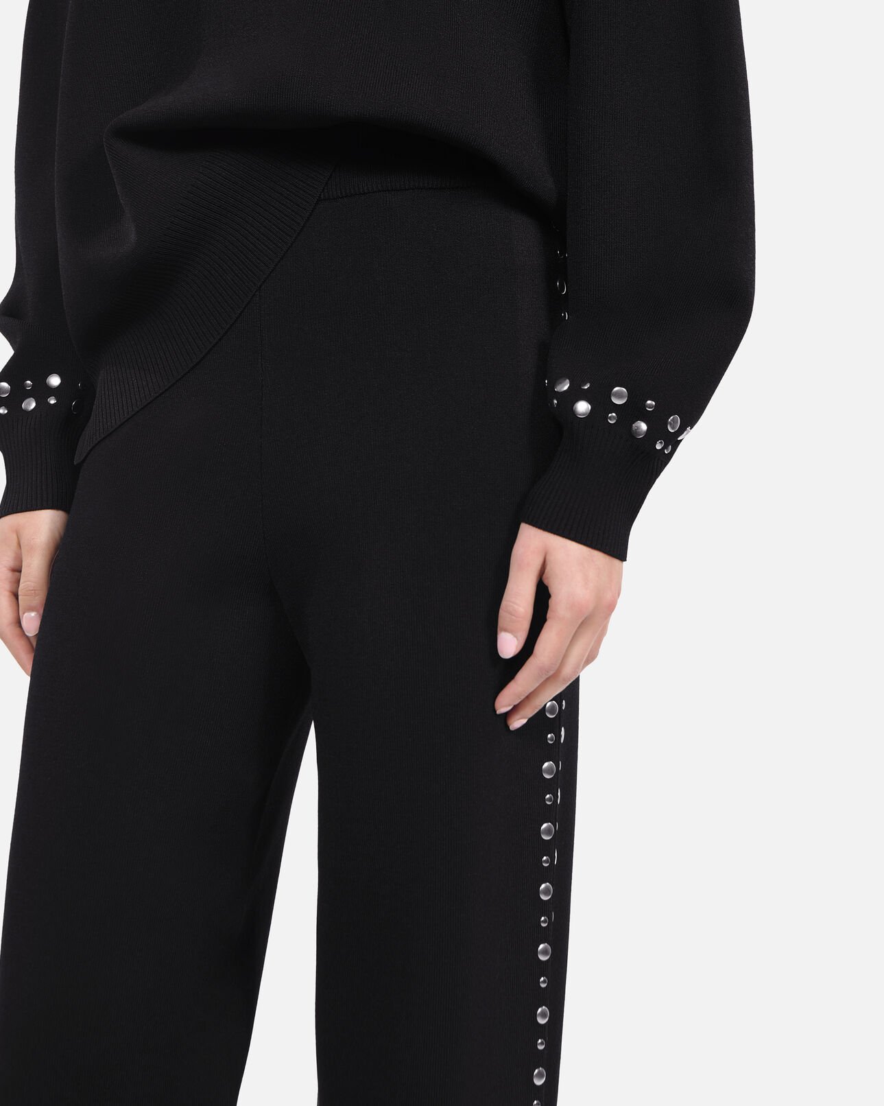 The Kooples WOMEN BLACK black knitted pants with studs