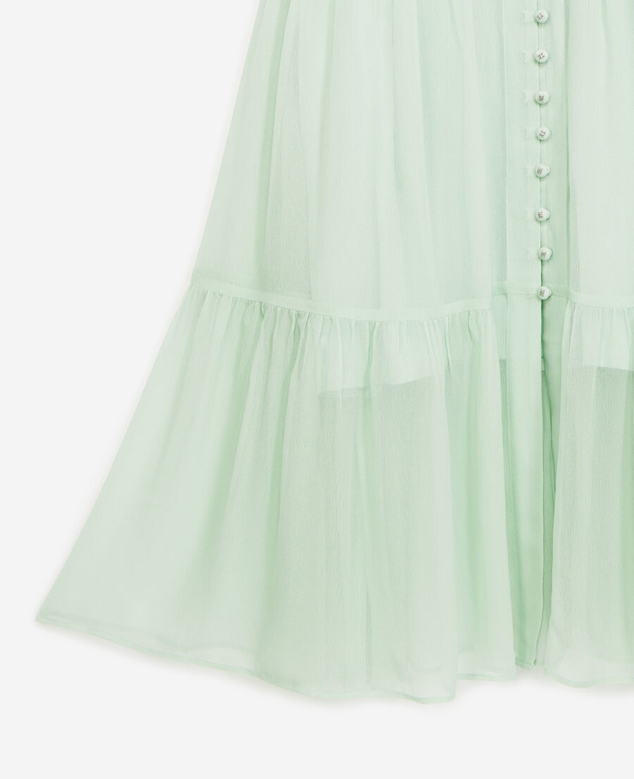 long mint green dress with frills