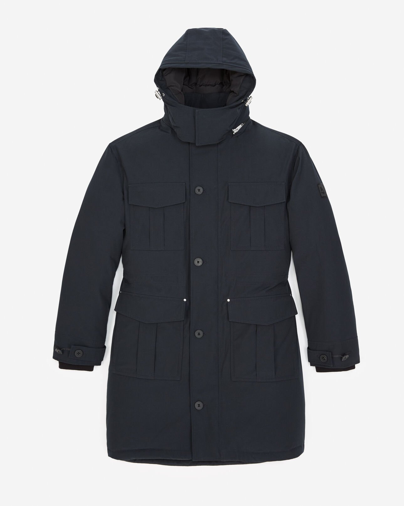 The Kooples HERREN DARK NAVY / NAVY parka lang nylon blau abnehmbare kapuze