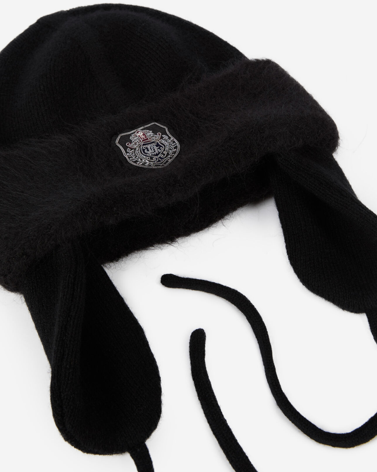 The Kooples FEMME BLACK DARK GREY chapka en laine et alpaga noire