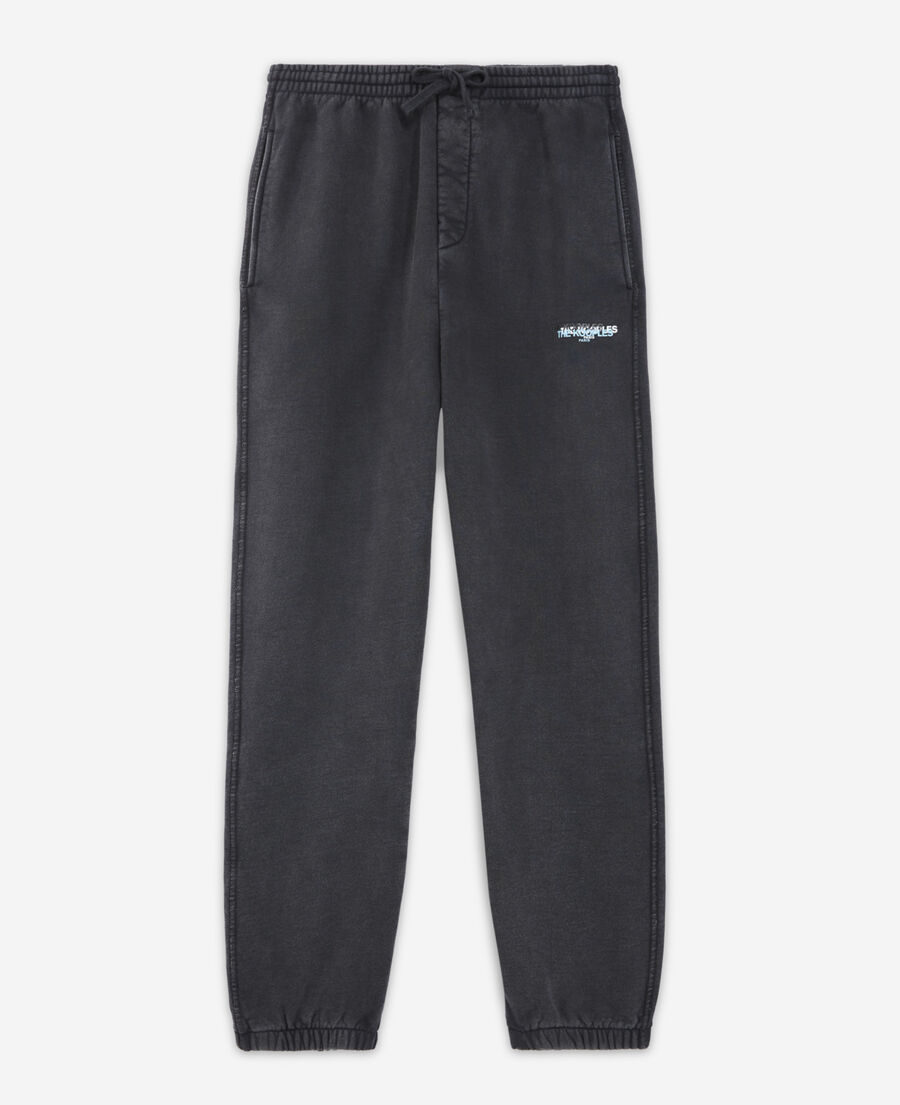 The Kooples H BLACK WASHED loose-fit black joggers with triple logo pockets