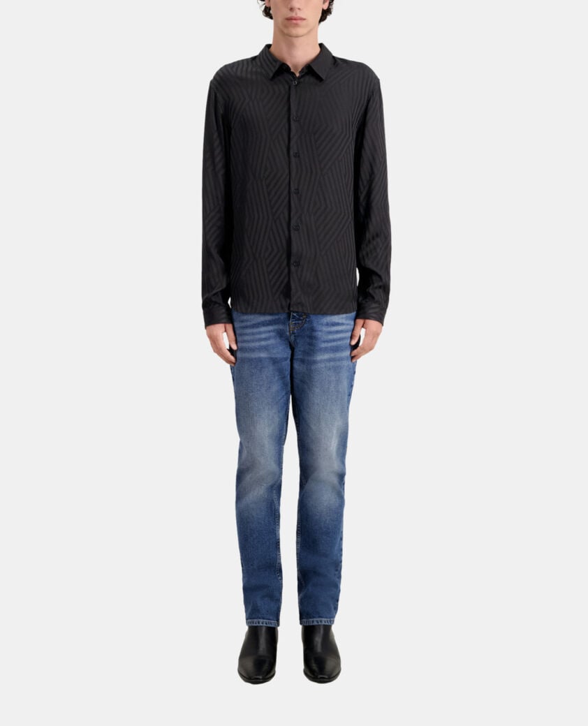 The Kooples HOMME BLACK chemise noire jacquard géometrique