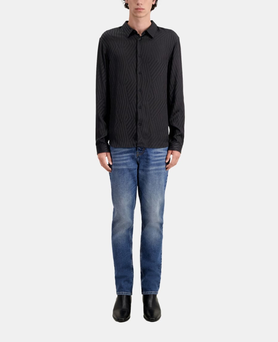 The Kooples HOMME BLACK chemise noire jacquard géometrique