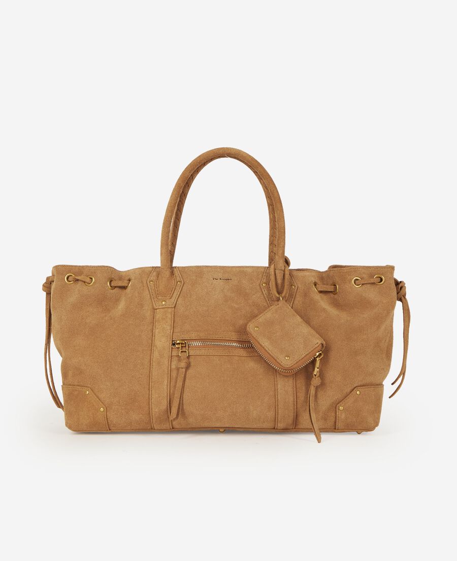 The Kooples F CAMEL brown suede tote bag