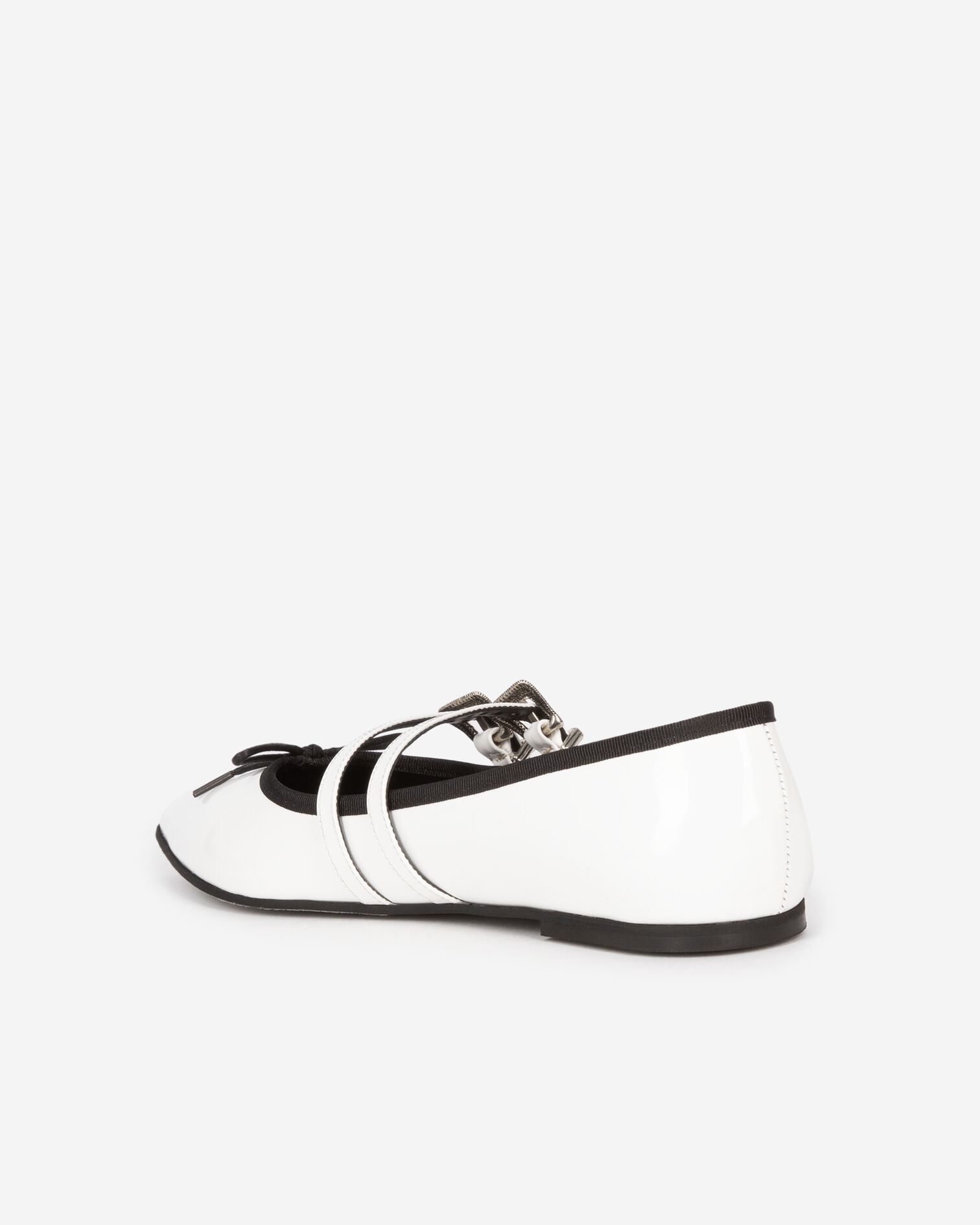 Flache Ballerinas aus weißem Leder, WHITE, hi-res image number null