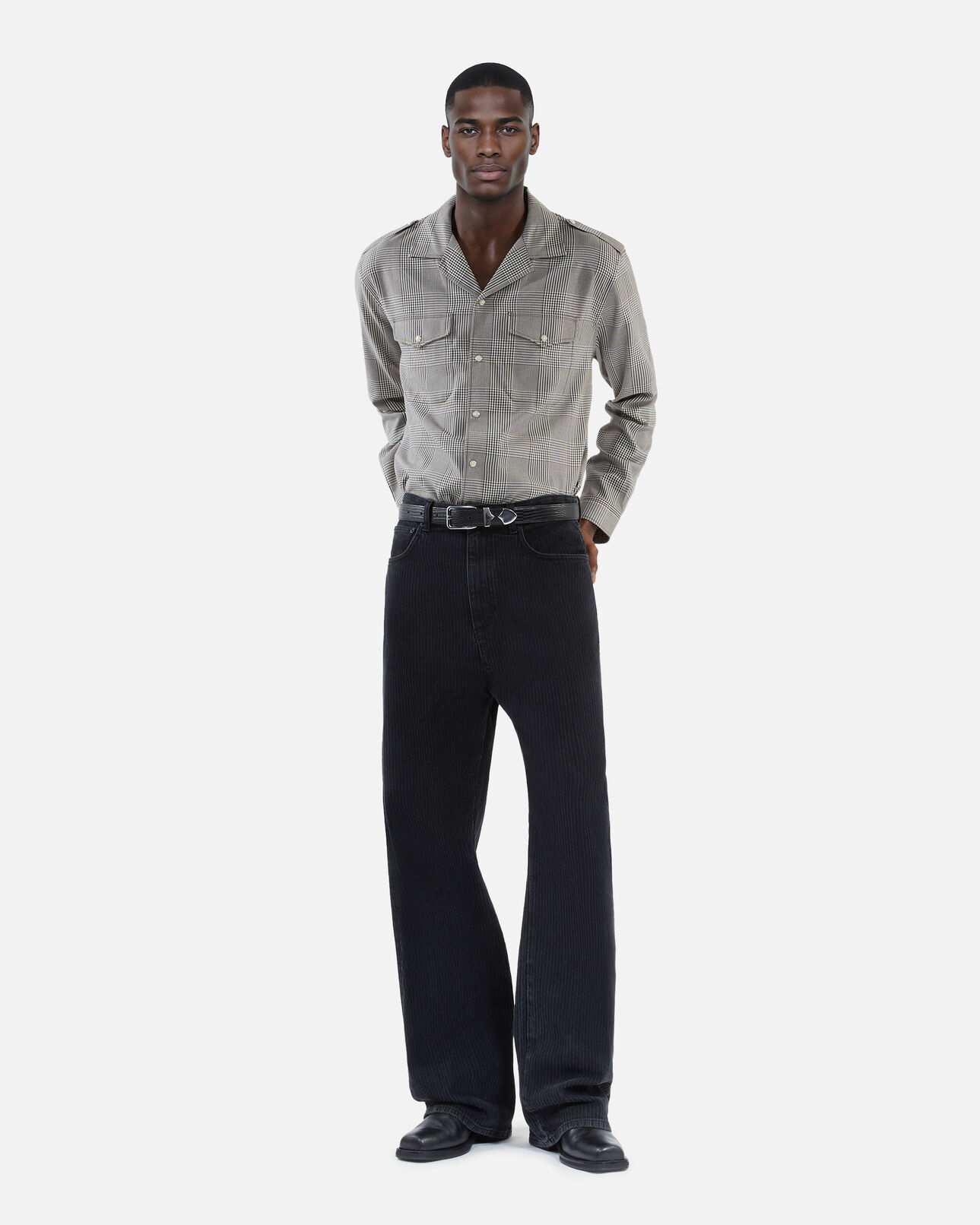 The Kooples HOMME BLACK WHITE chemise prince de galles noire et blanche