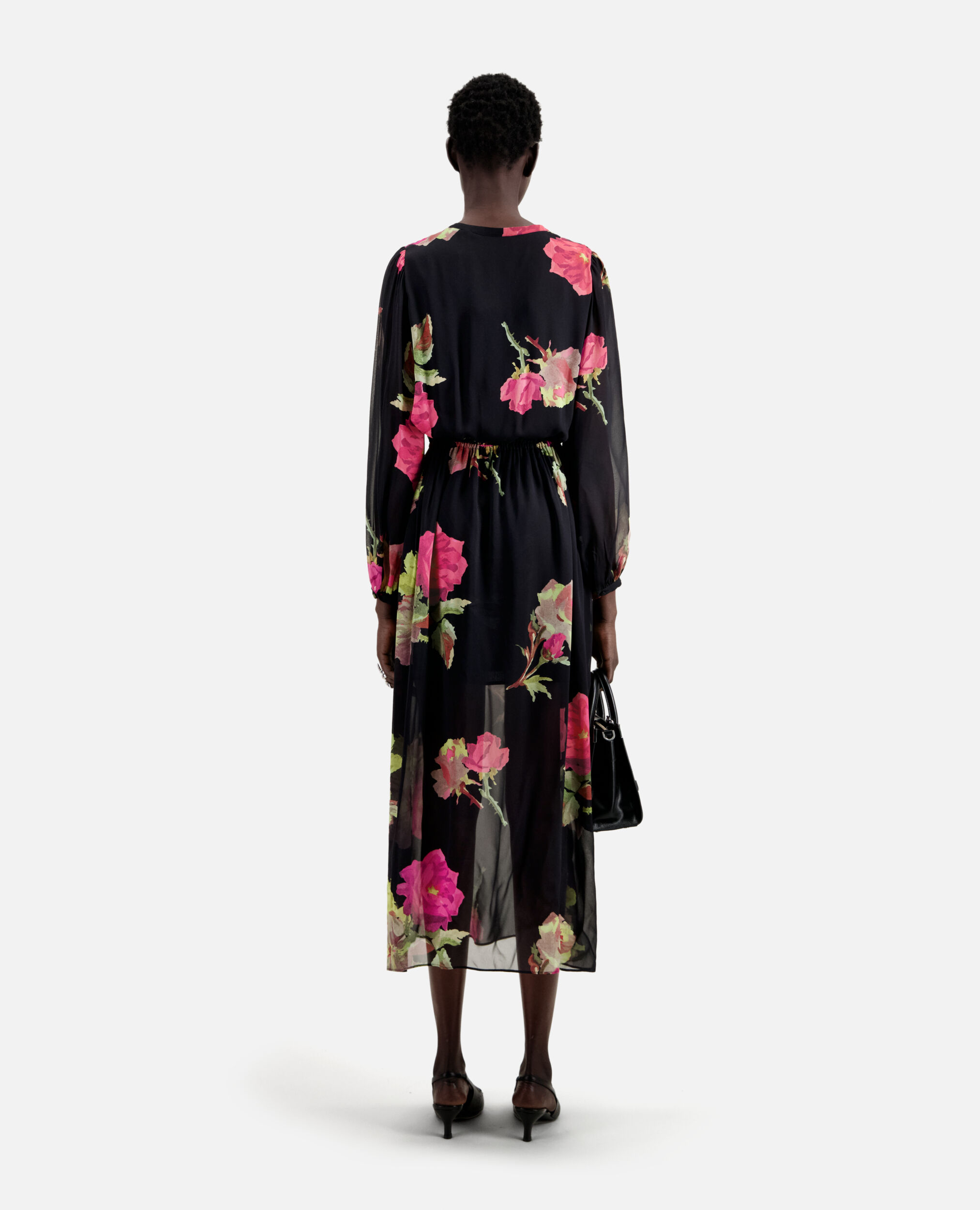 Langes Kleid mit Print, PINK BLACK, hi-res image number null
