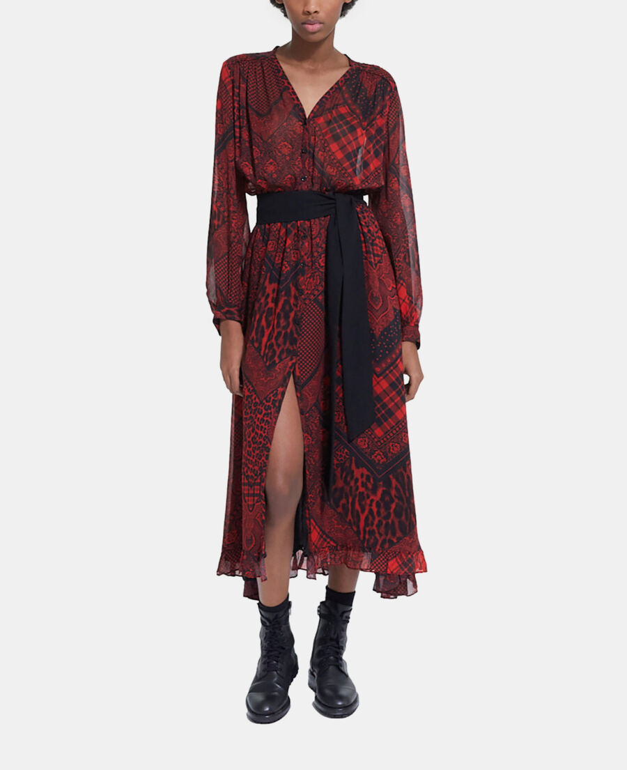 long red printed dress