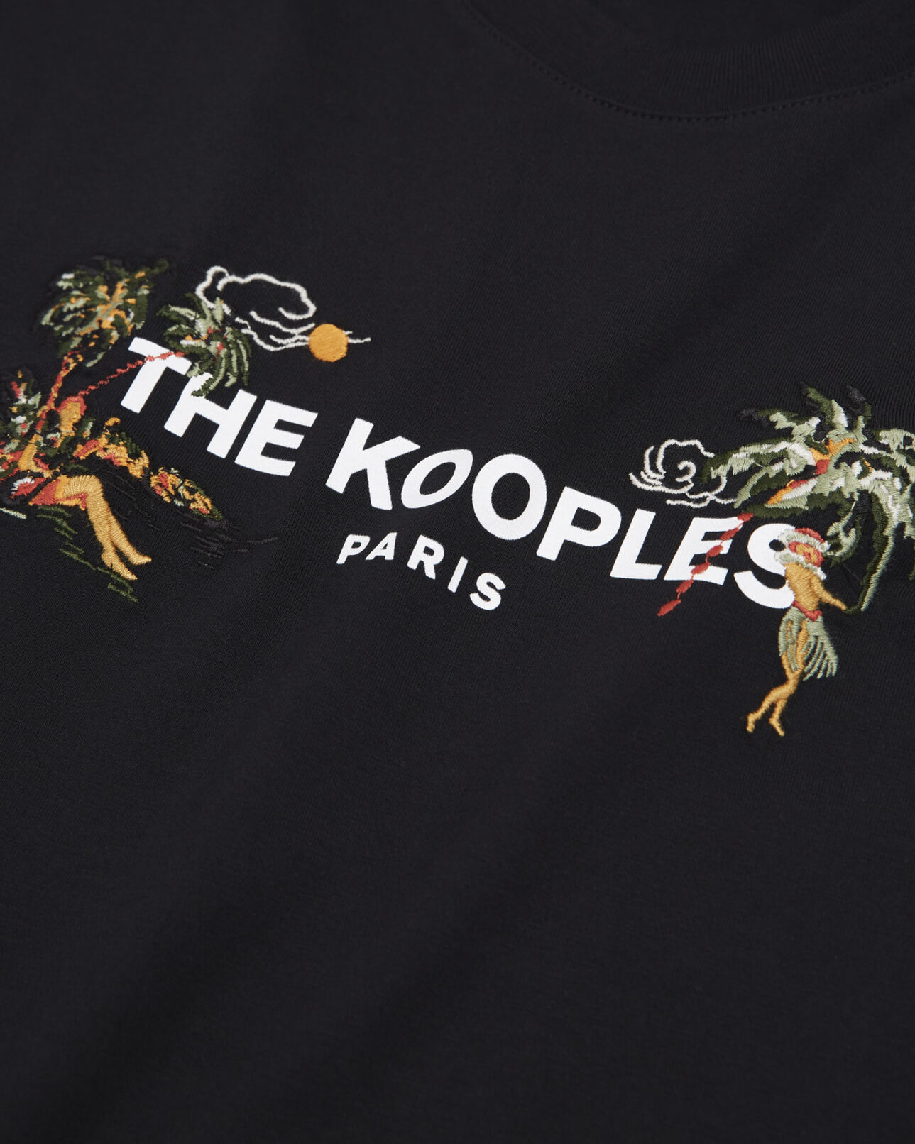 The Kooples WOMEN BLACK embroidered black t-shirt with the kooples logo